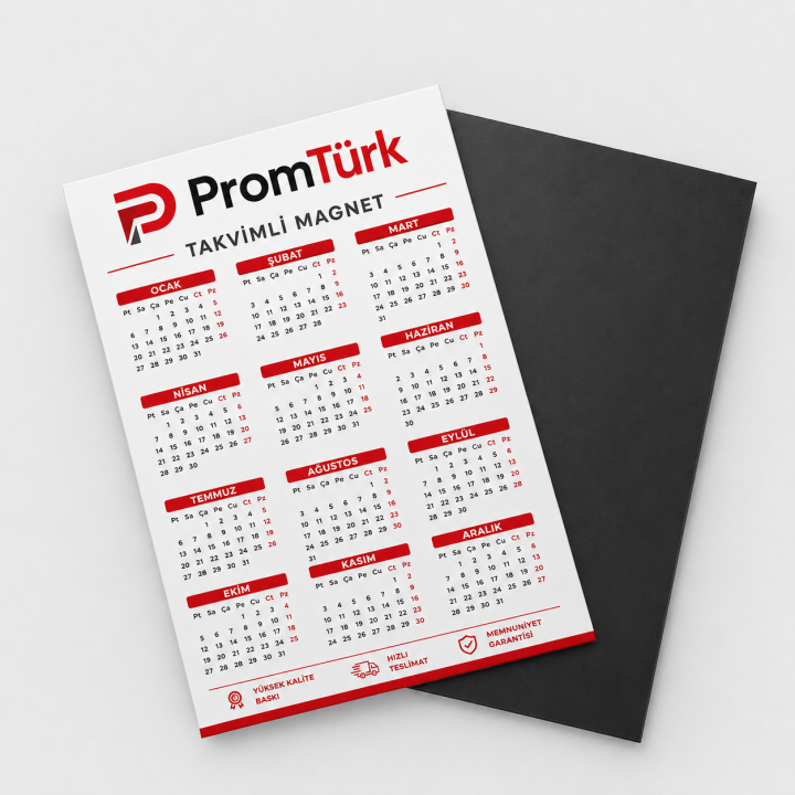 Takvimli Magnet Baskı 12 Aylık Promosyon Buzdolabı Magneti